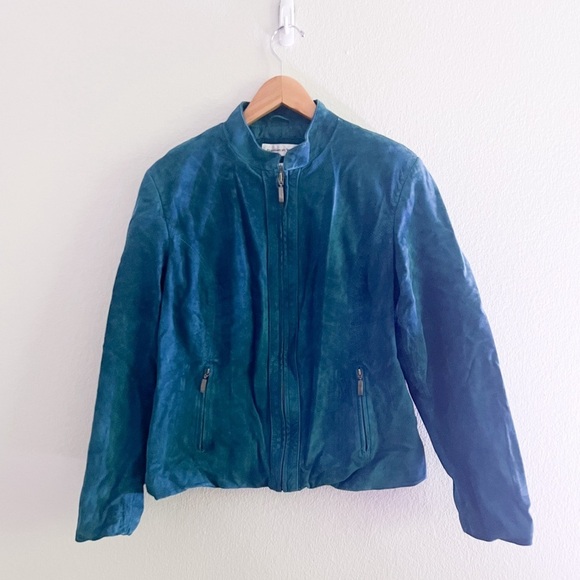 Vintage Y2K Preston and York Teal Suede Jacket - Picture 1 of 5